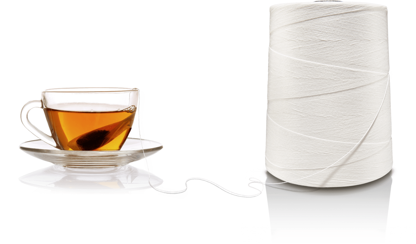 Tea bag with thread